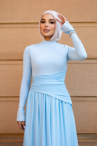 MIREYA modest chiffon dress back view