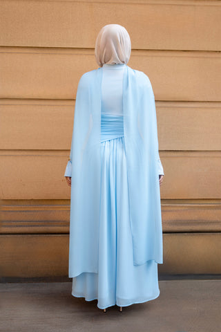 MIREYA modest chiffon dress detail — fabric drape
